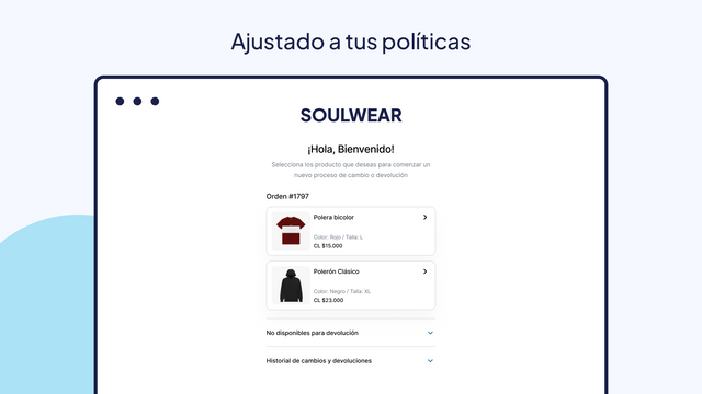 Configura políticas de devolución