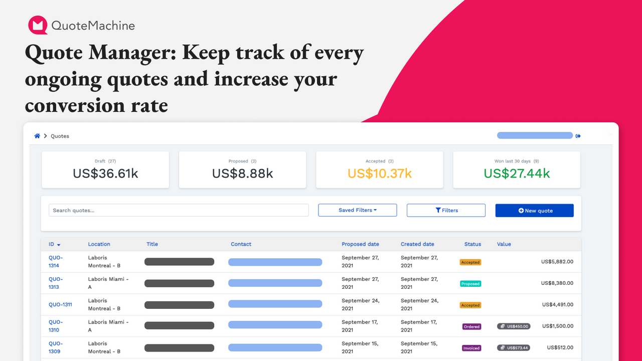 Quote Manager: Keep track of every ongoing quotes