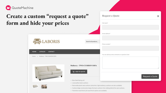 Create a custom “request a quote” form and hide your prices