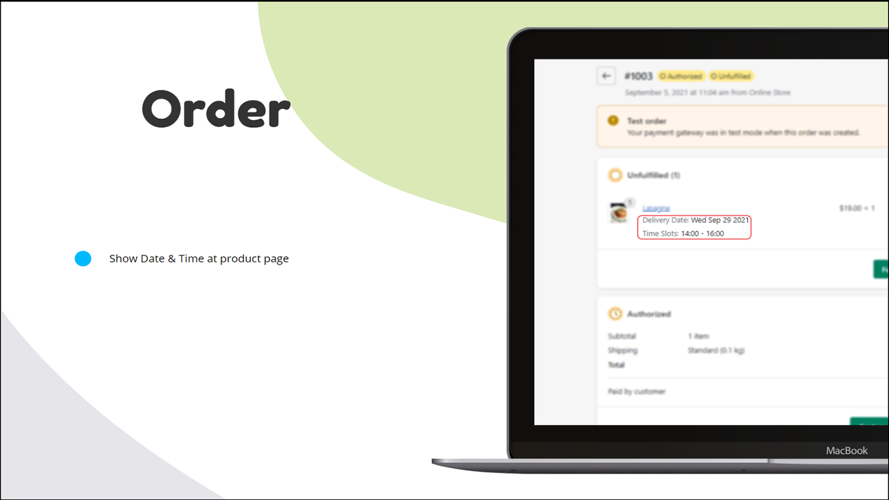 Order view cart delivery date