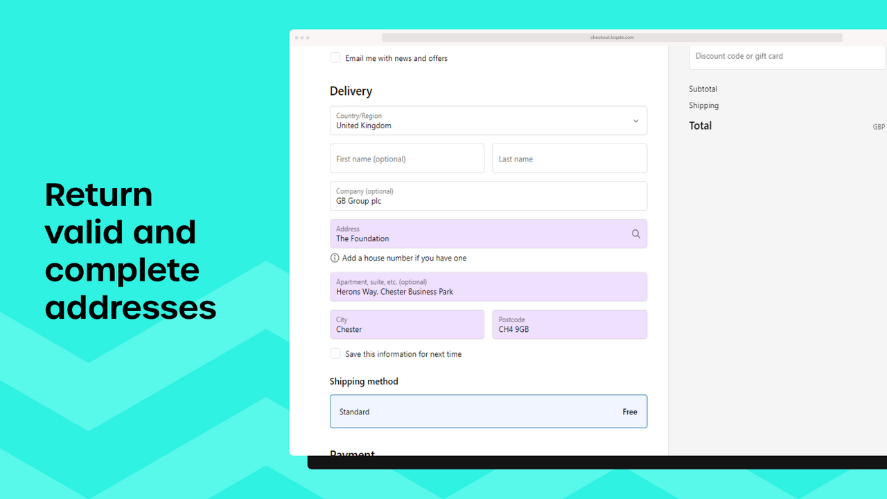 Loqate returns only accurate and valid addresses