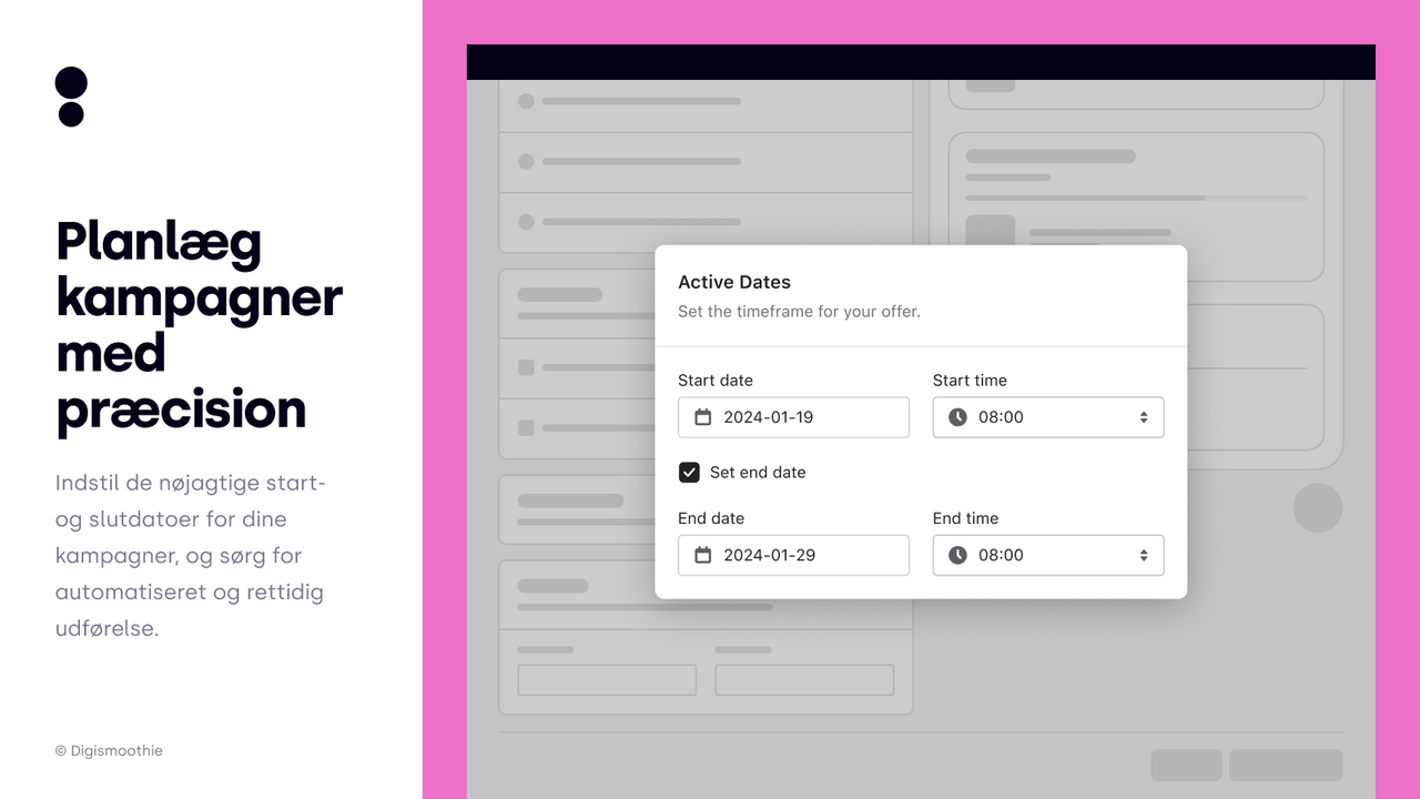 Planlæg den automatiske startdato og slutdato for din kampagne