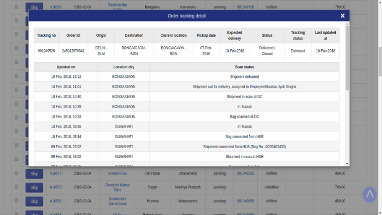 Ecom Express ‑ Shipping Screenshot