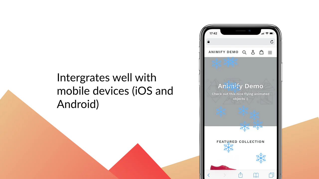 Écran de téléphone mobile – animation de chute de neige pour Shopify