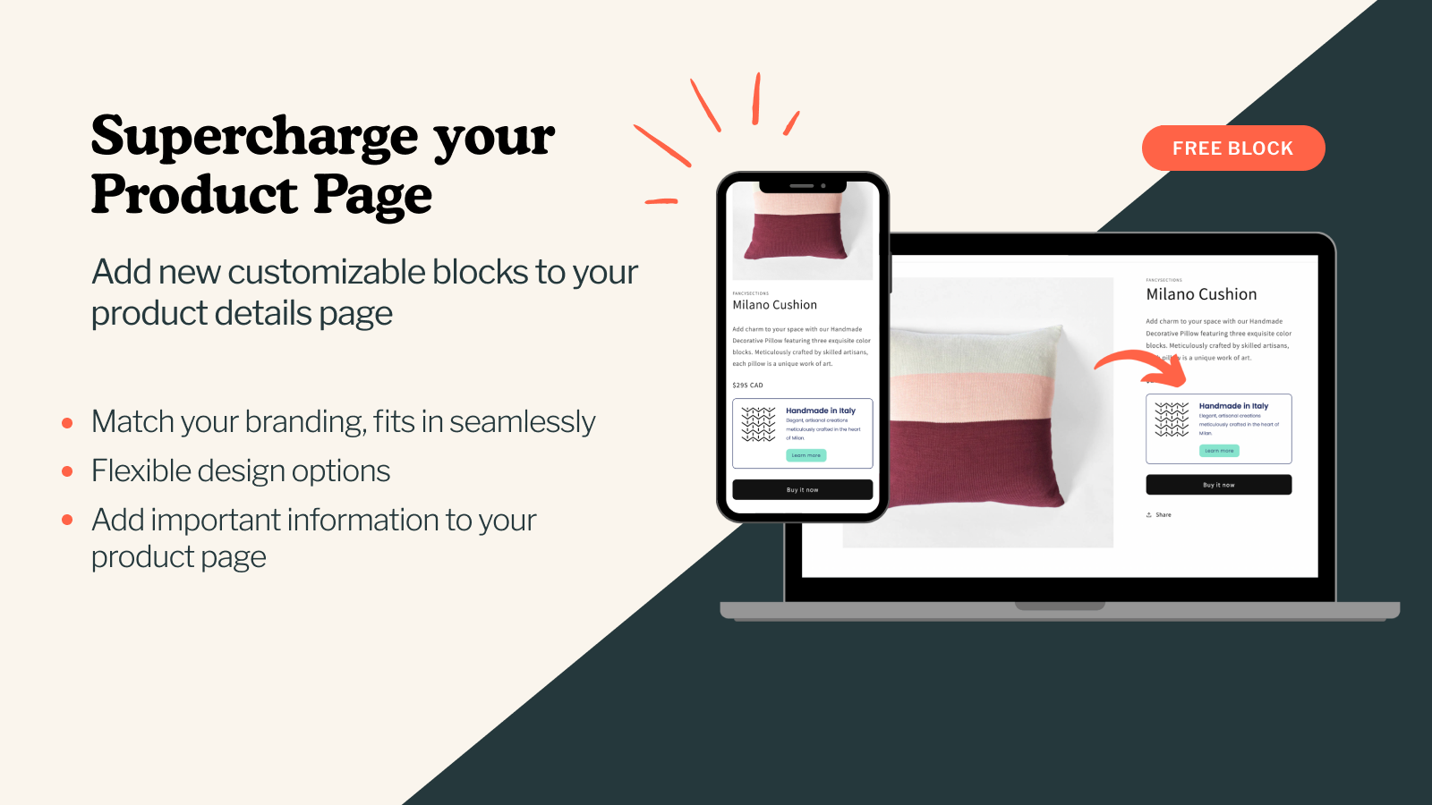 Potencia tu Página de Producto con una captura de pantalla del bloque de la aplicación