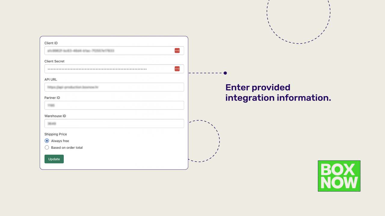 Indtast den leverede integrationsinformation