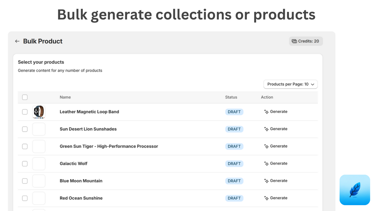 Product Bulk Selection