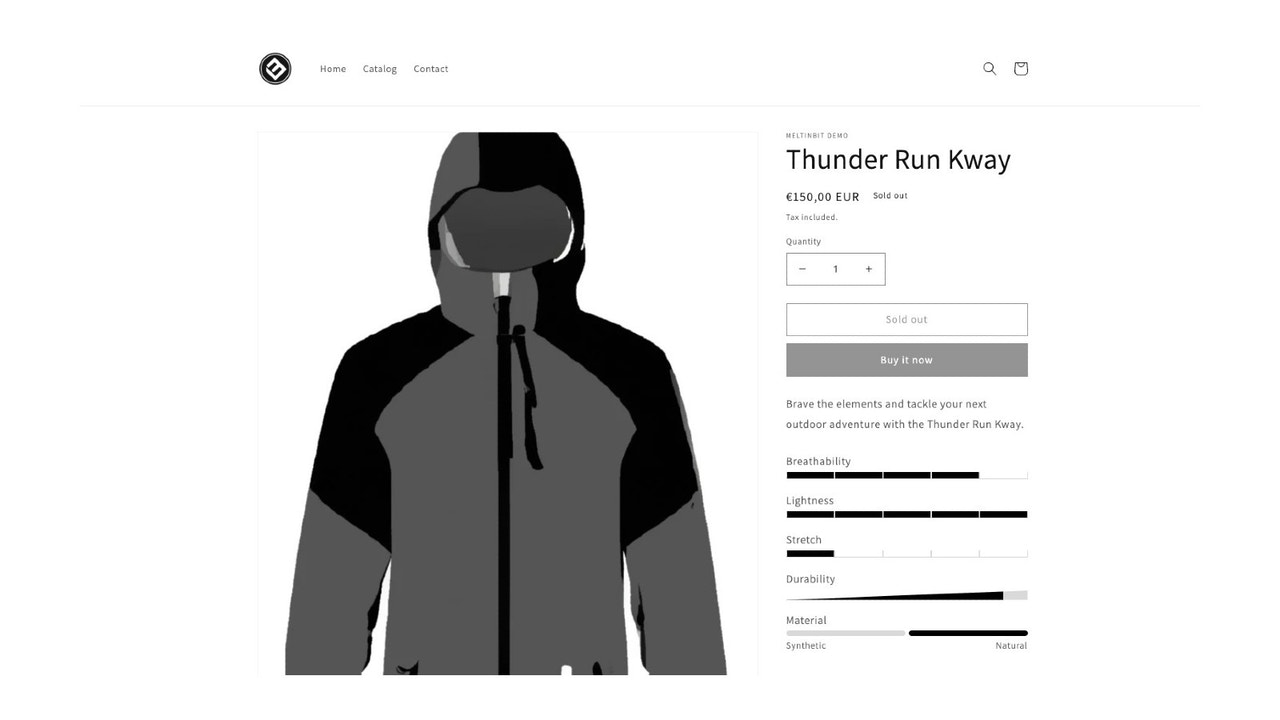 Product specifications in PDP sport clothing example