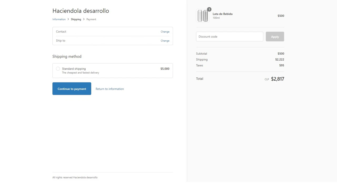 Calculated rate on checkout