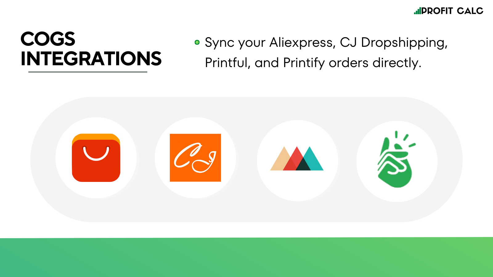 Integrações com Aliexpress, Printful, Printify e CJ Dropshipping