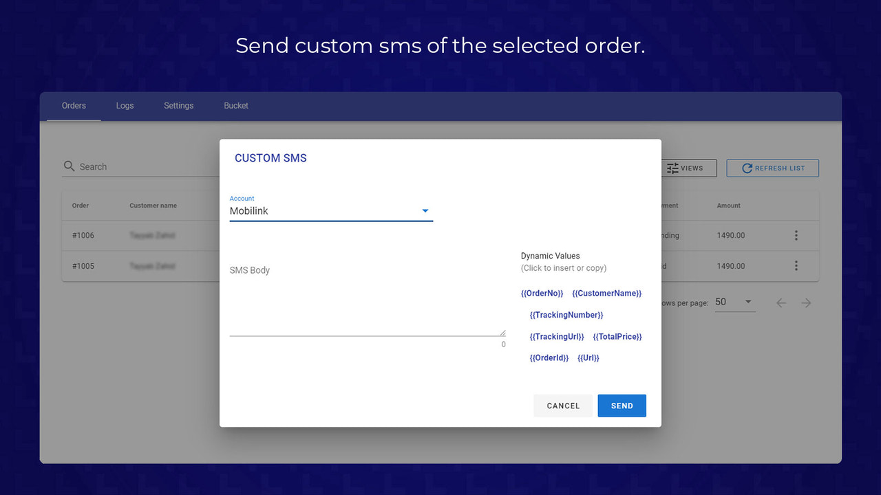 Custom SMS Screen