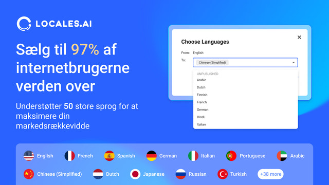 Nå 97% af internetbrugere med 50 sprog