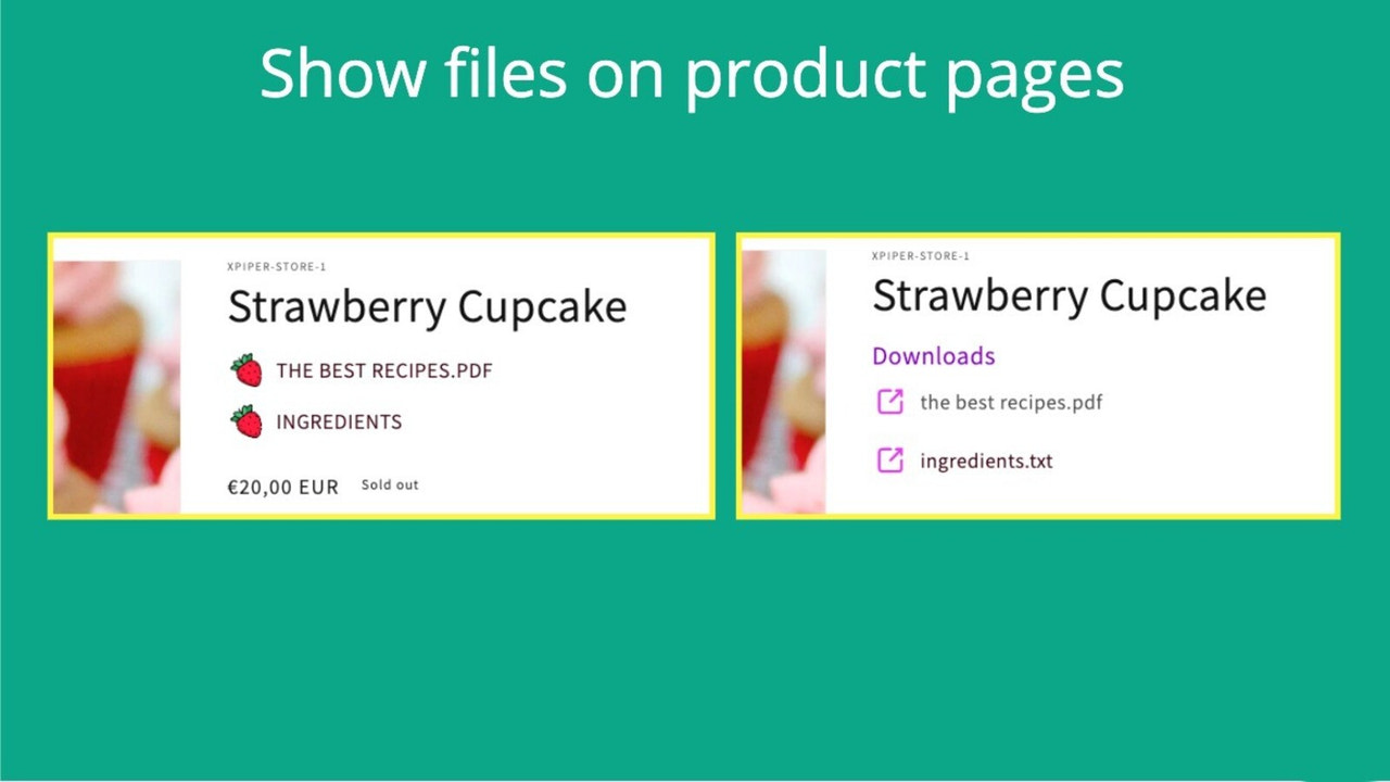 Show files on products