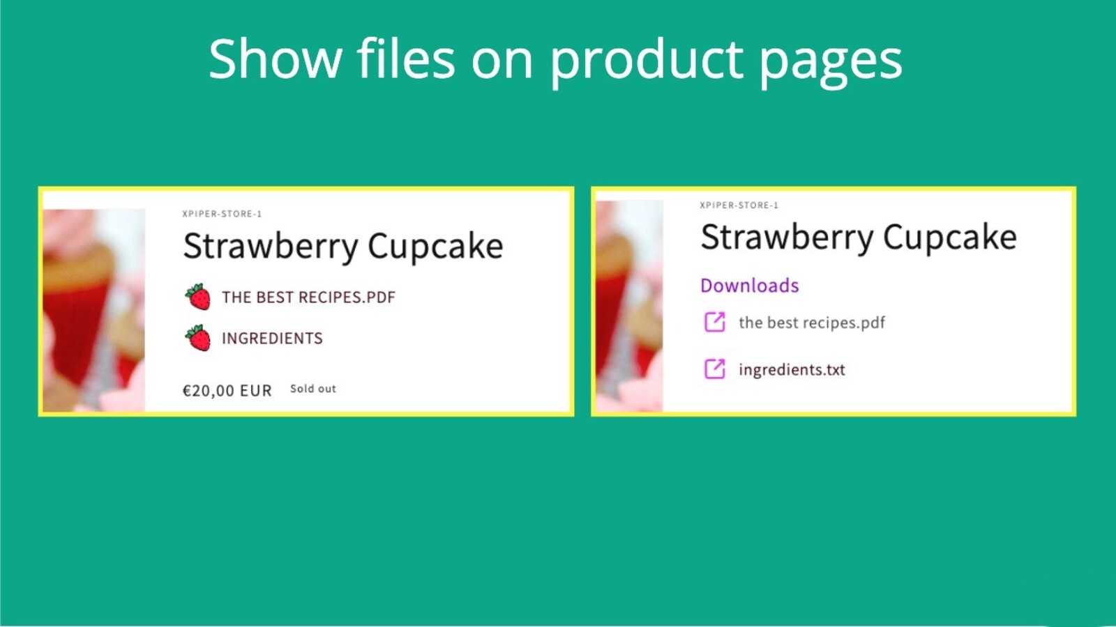 Show files on products