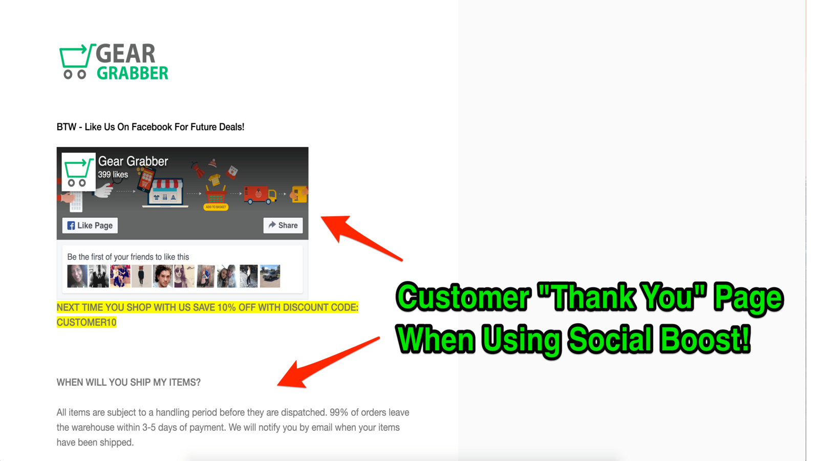 SocialBoost Thank You Page