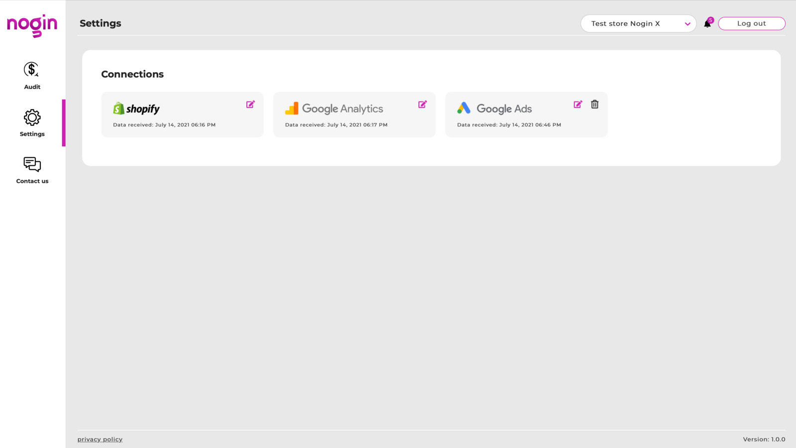 Use Configurações para gerenciar suas conexões e experimentar com dados