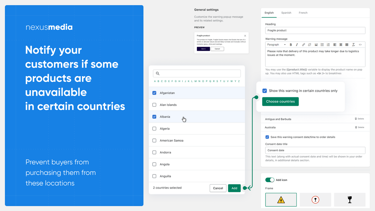 Notifier les clients en fonction de leur emplacement et de leur pays 