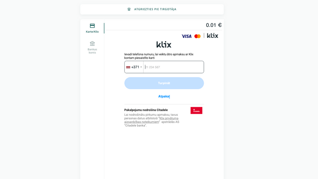 Klix widget - hurtig checkout ved hjælp af telefonnummer