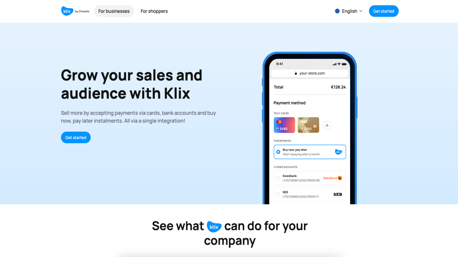 Page principale de Klix
