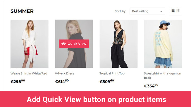 shopify app snelle weergave product preview op product item