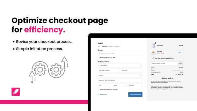 Otimize a página de checkout para eficiência