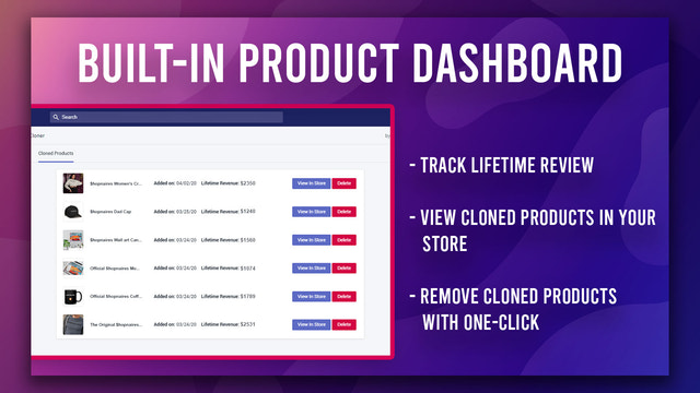 Verfolgen Sie Ihre Lebenszeitverkäufe mit dem Product Cloner Dashboard