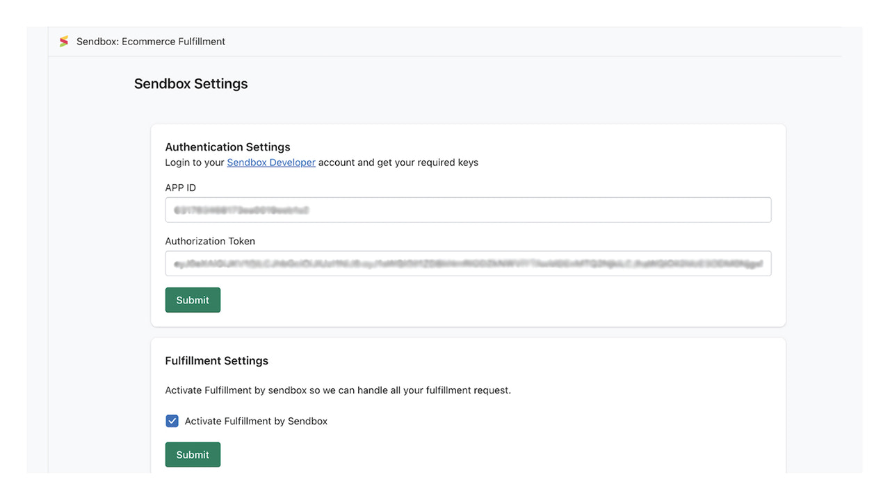 credenciales de la API - página de configuración