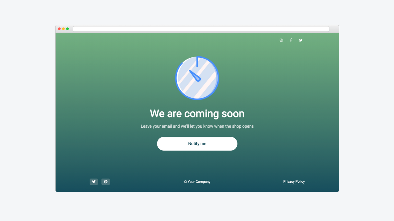 Coming soon / Pre-launch page