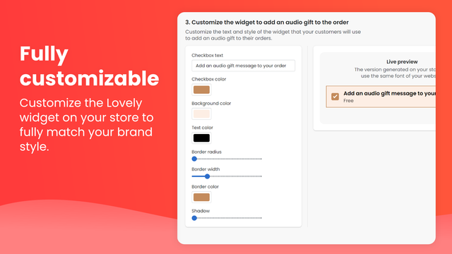 Widget de Lovely totalmente personalizable en tu tienda