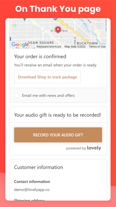 Lover record gift button on the Thank Yoy page