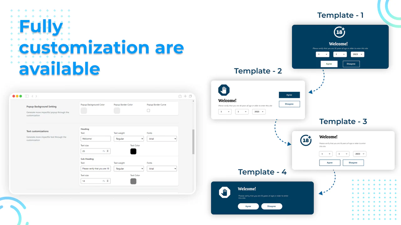 age verfication popup setting in shopify app