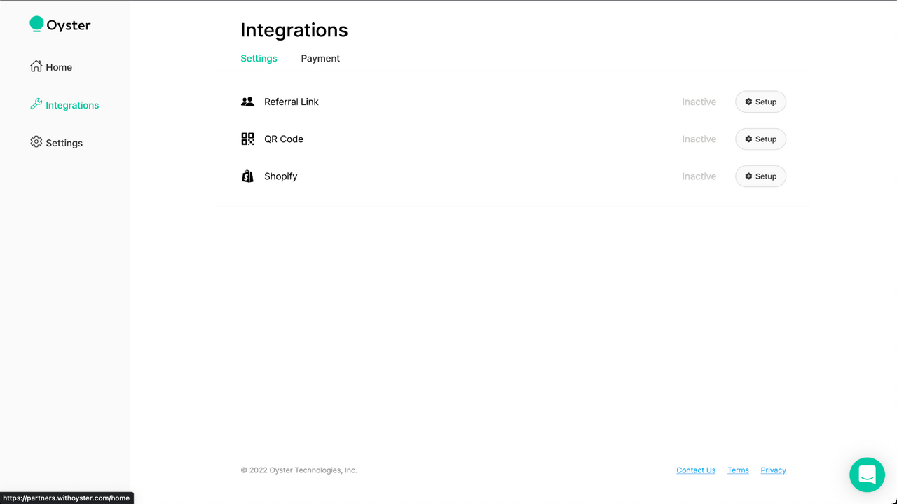 Vea las integraciones y métricas en el panel de socios de Oyster.