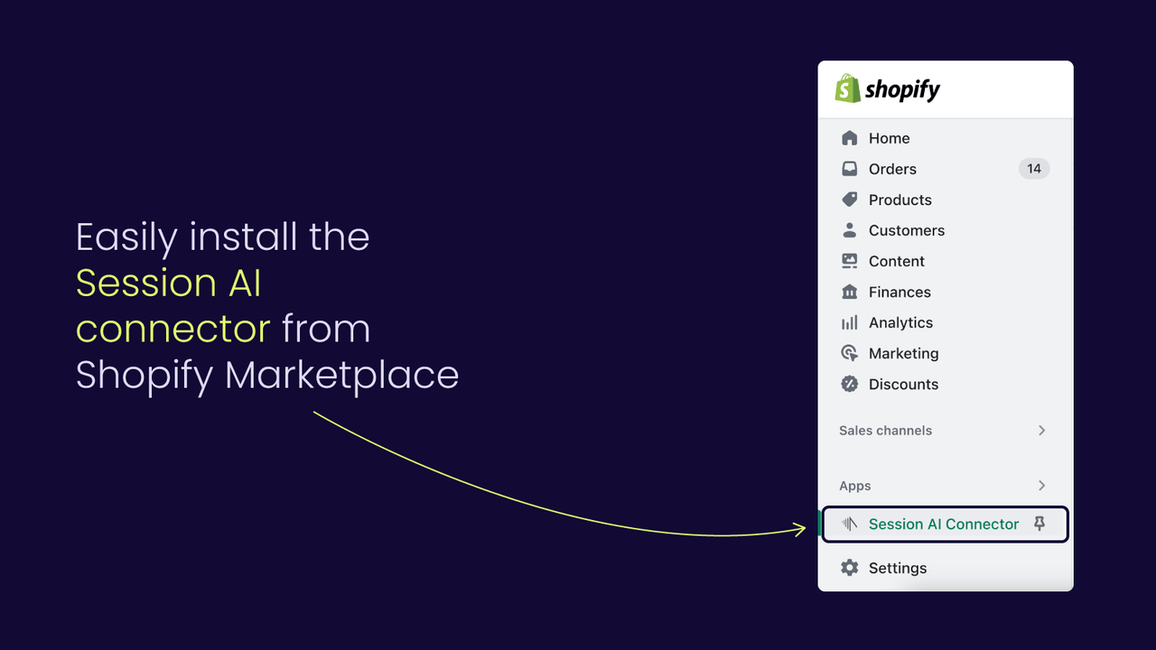 Nemt installer Session AI connector for Shopify