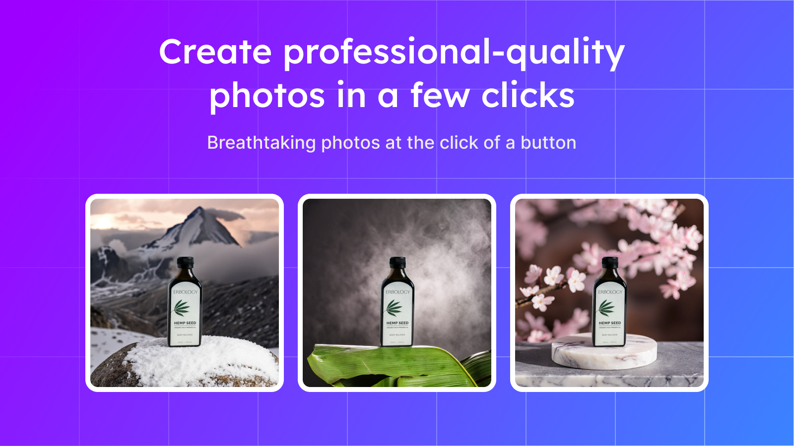 Crie instantaneamente fotos de produtos de qualidade profissional