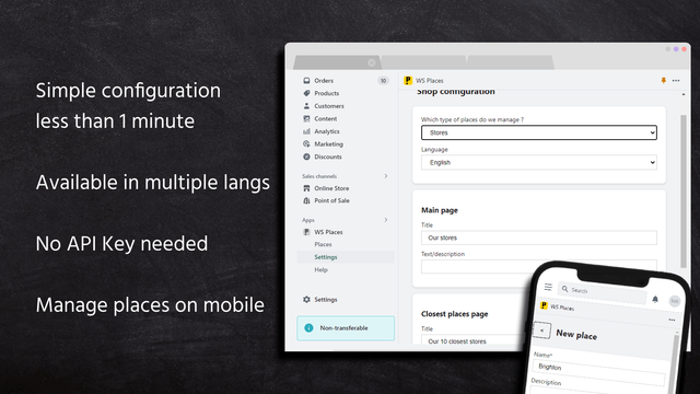 Configuration of ws places, the store locator