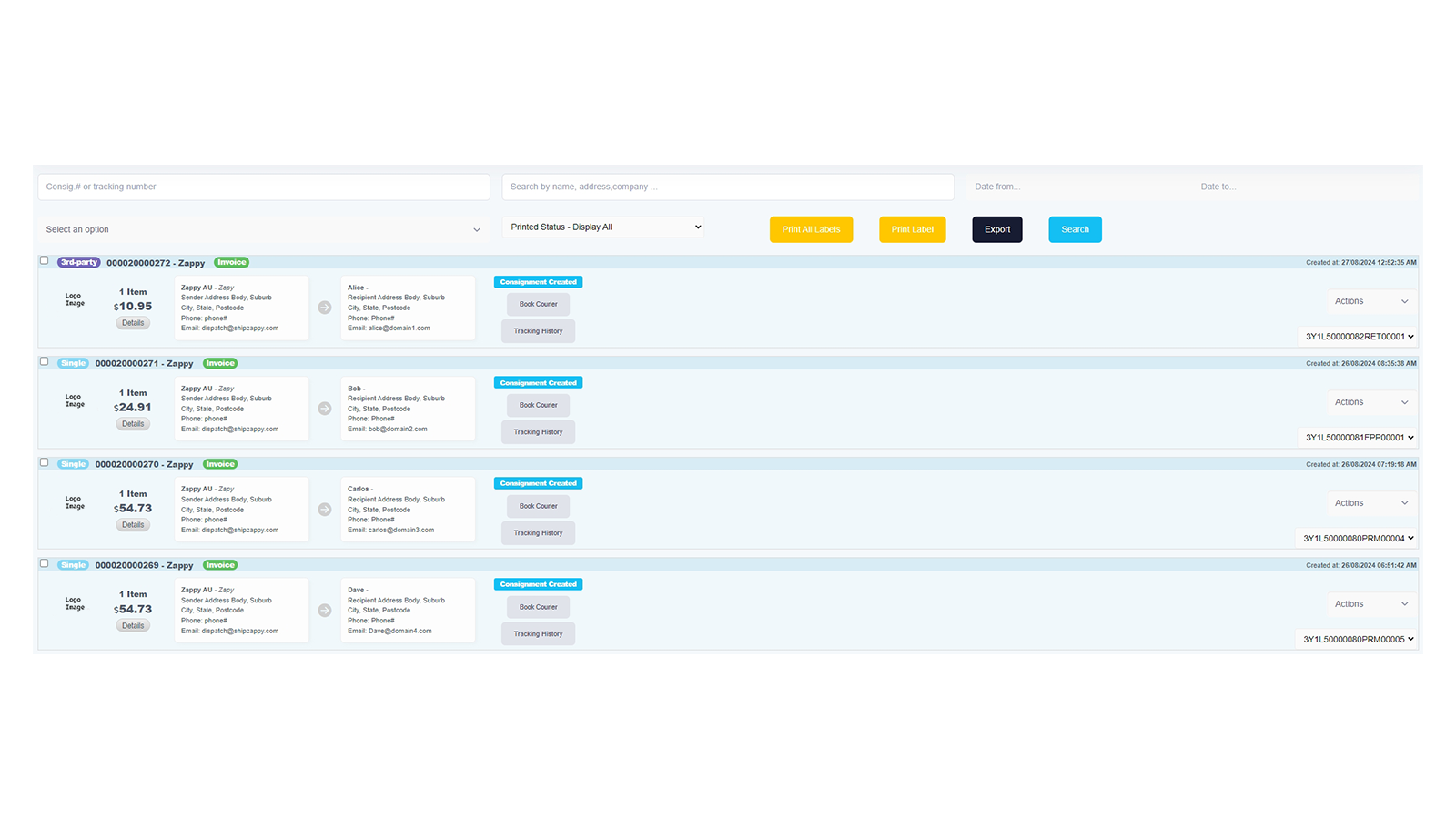 Gestion des commandes