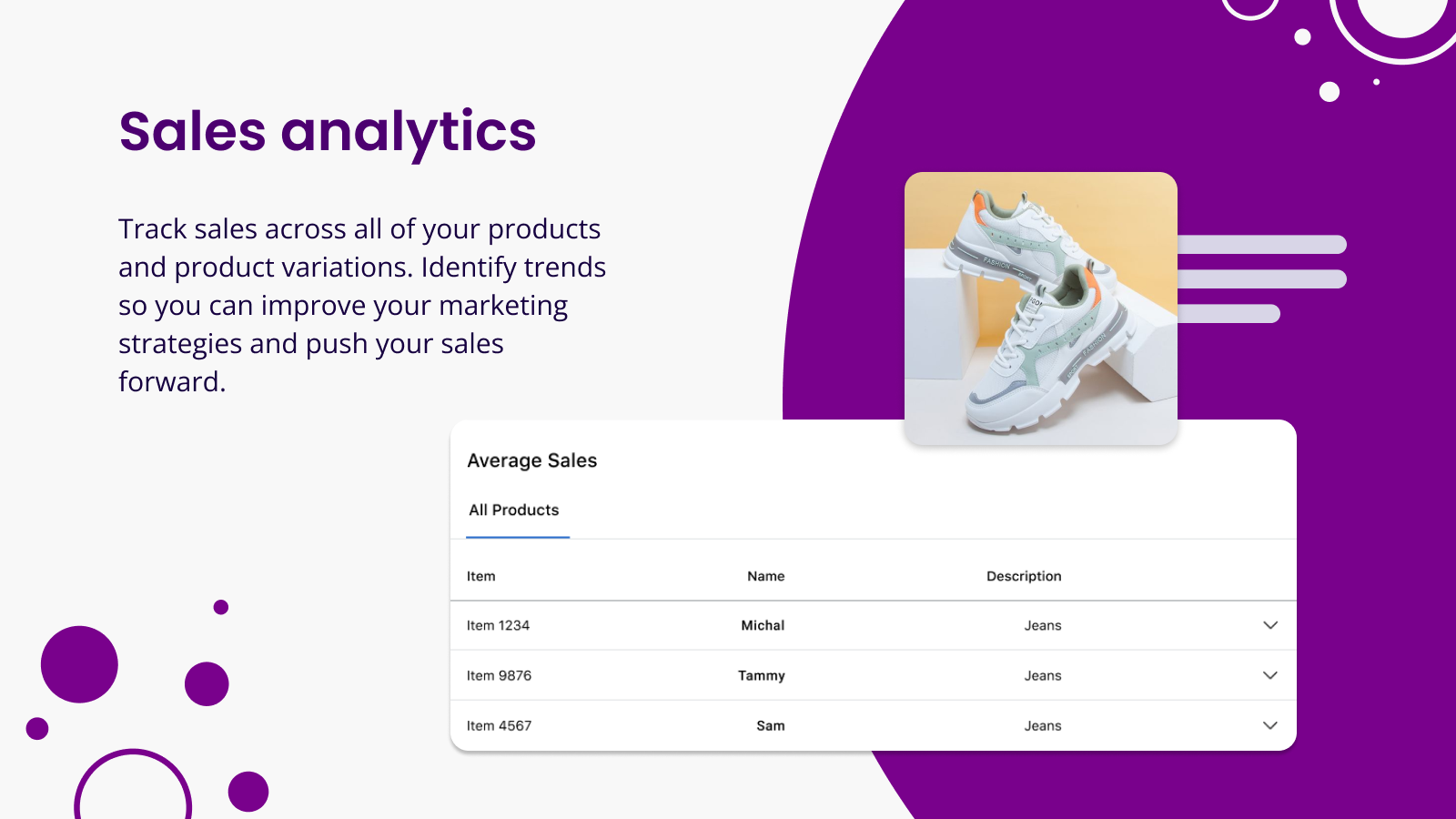 Visualiza las analíticas de ventas de la tienda