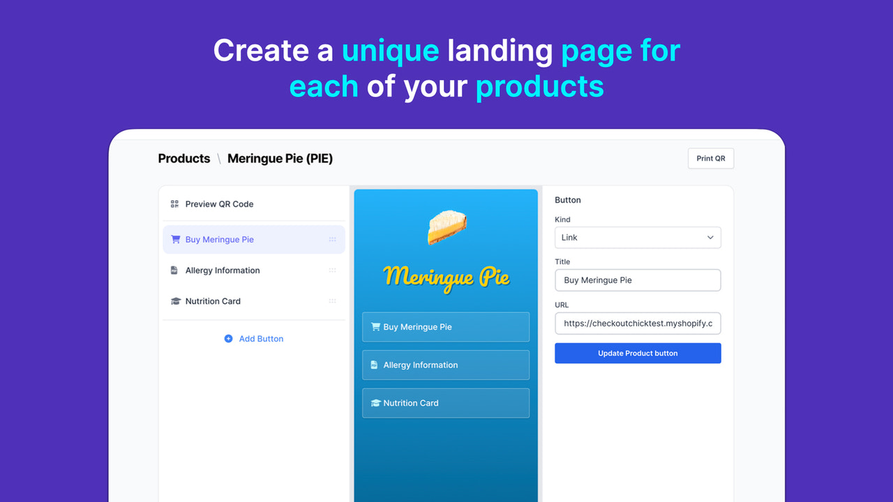 Erstellen Sie einen einzigartigen QR-Code und eine Landing Page für jedes Produkt