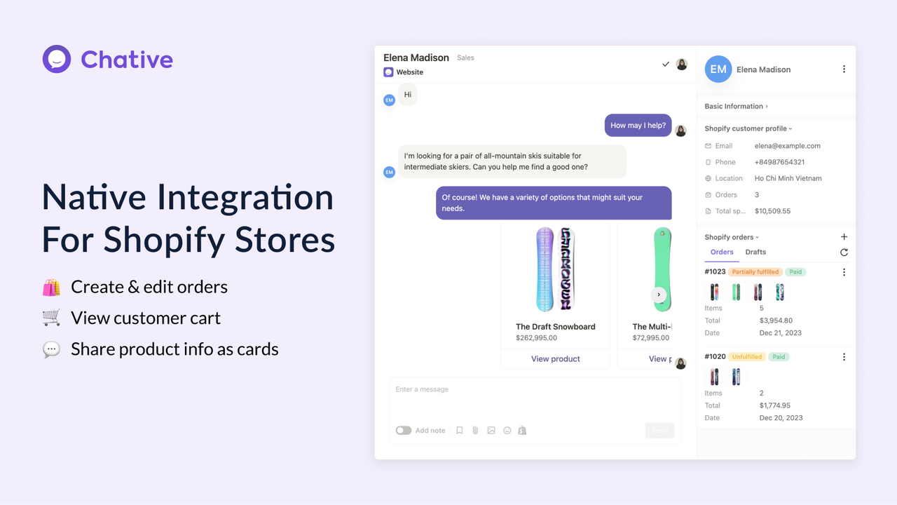 Intégration native pour les boutiques Shopify