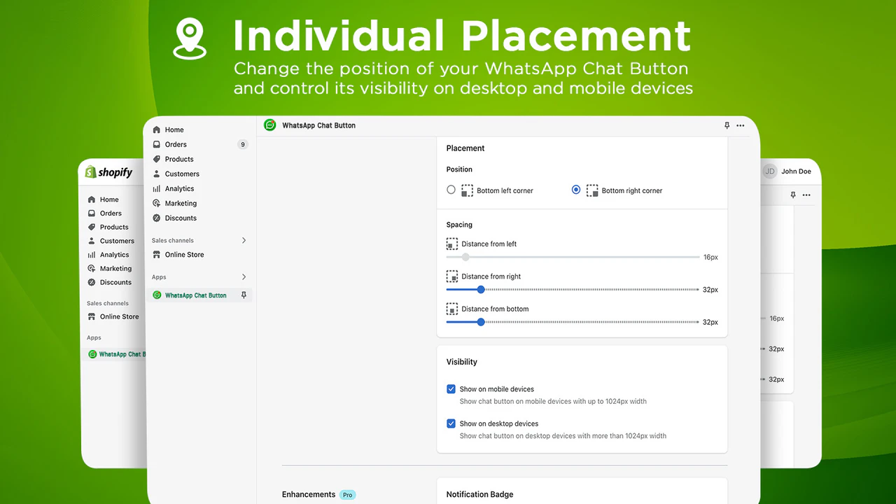 Individual button position