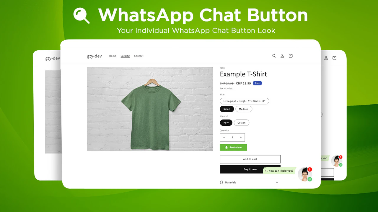 Botão de chat do WhatsApp em uma loja Shopify