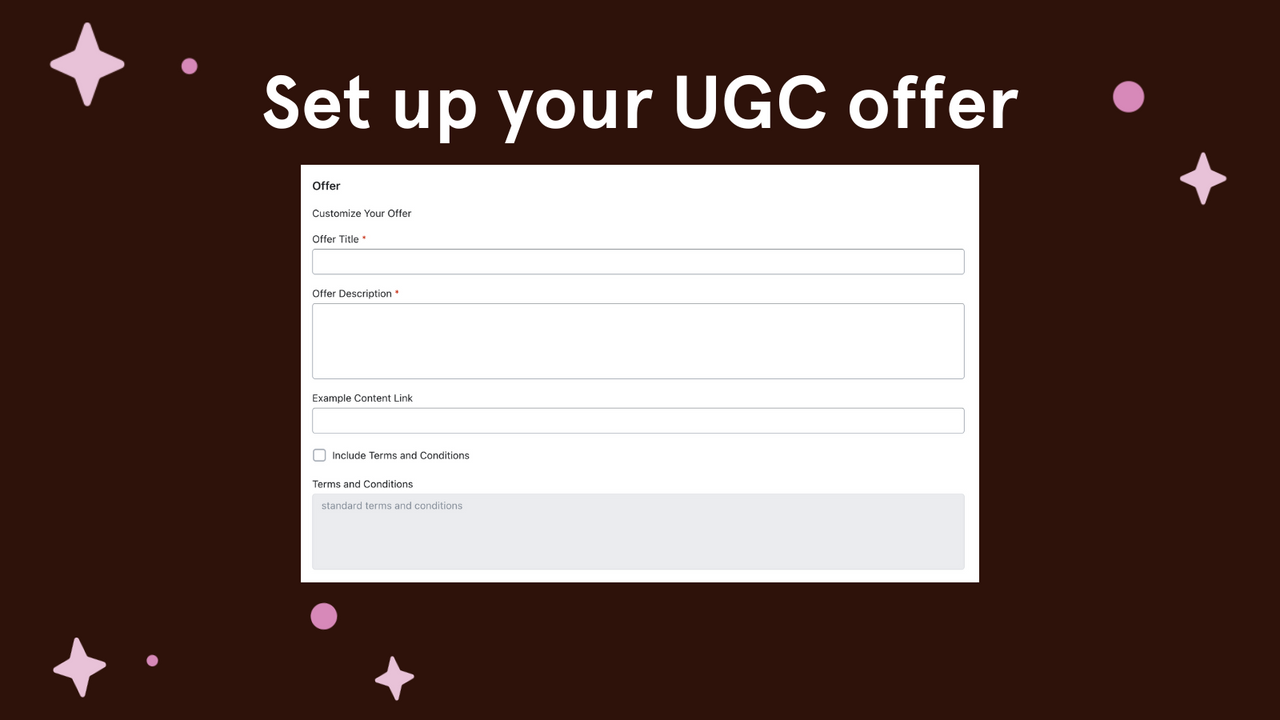 Configurar oferta UGC