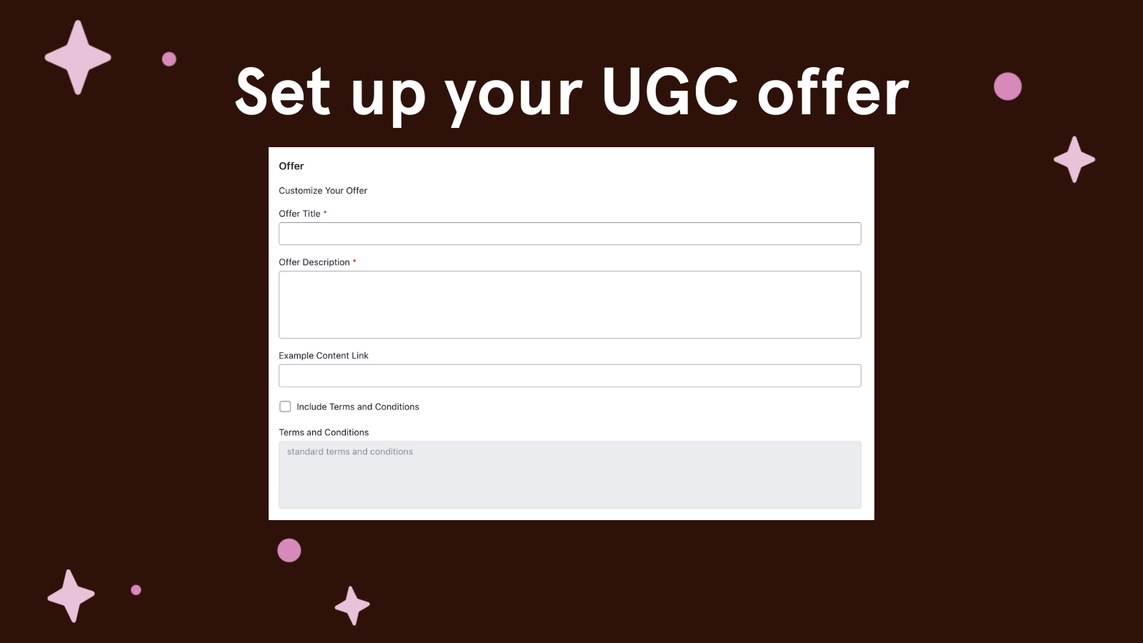 Configurar Oferta UGC