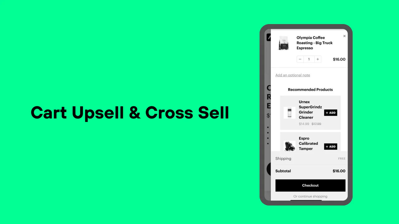 Mobiel vriendelijke cart upsell & cross sell opties voor cart drawer