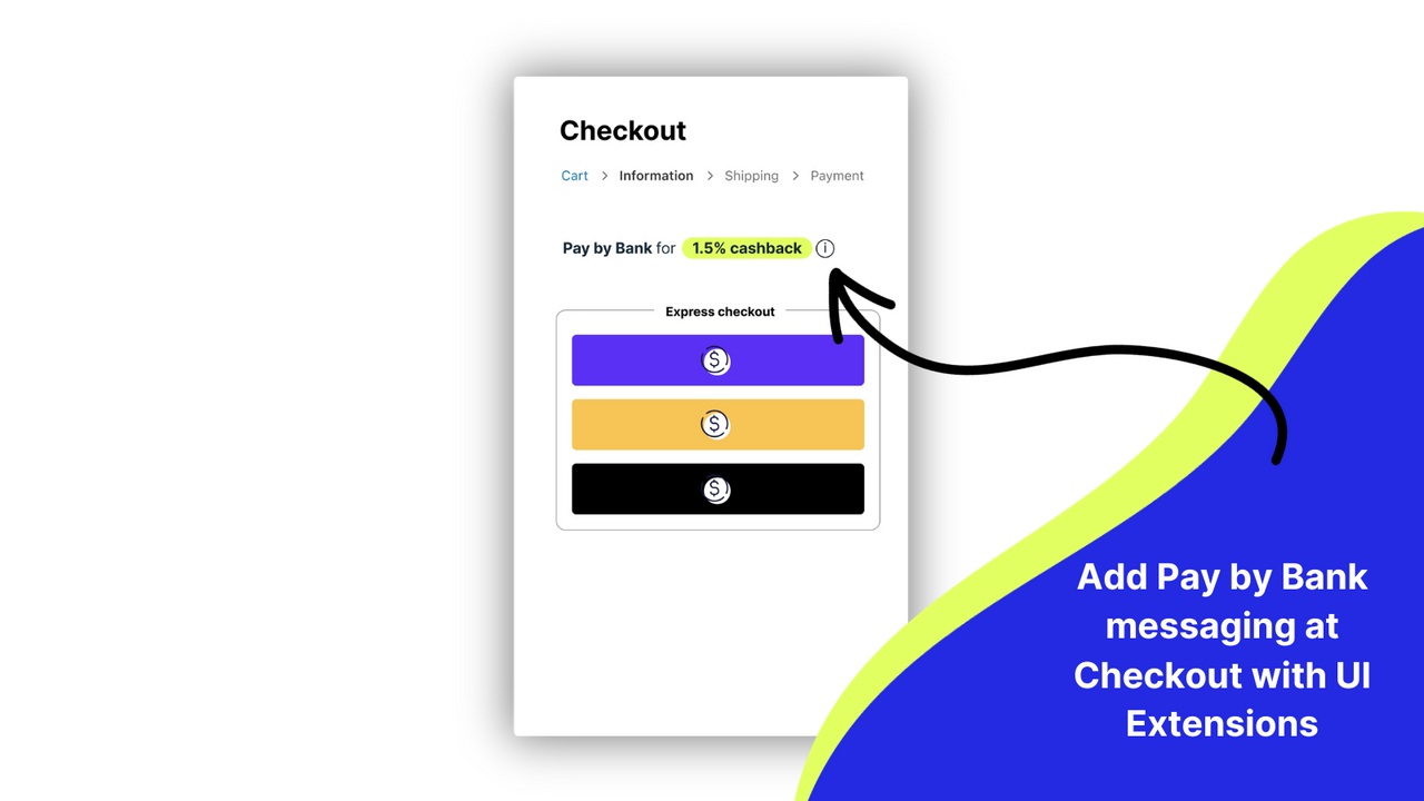 Adicione o banner Pay by Bank ao Checkout com Extensões de UI