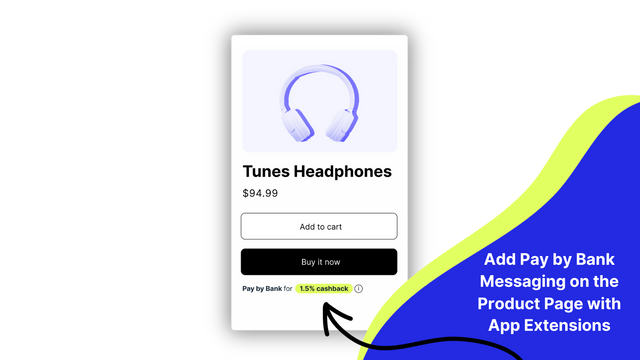 Lägg till Pay by Bank-banner på produktsidan med App Extensions