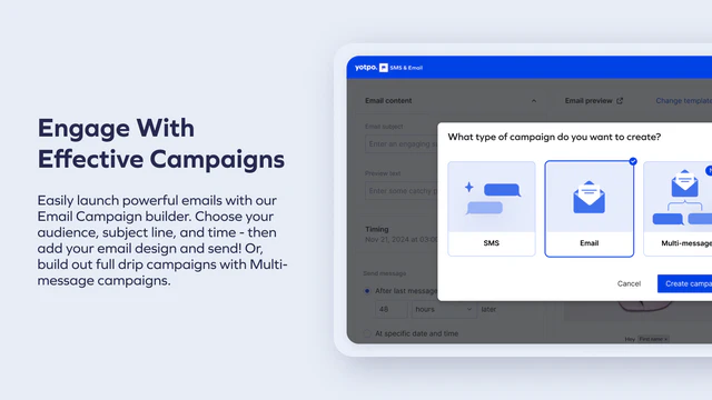 Engage With Effective campaigns - Create email & SMS campaigns