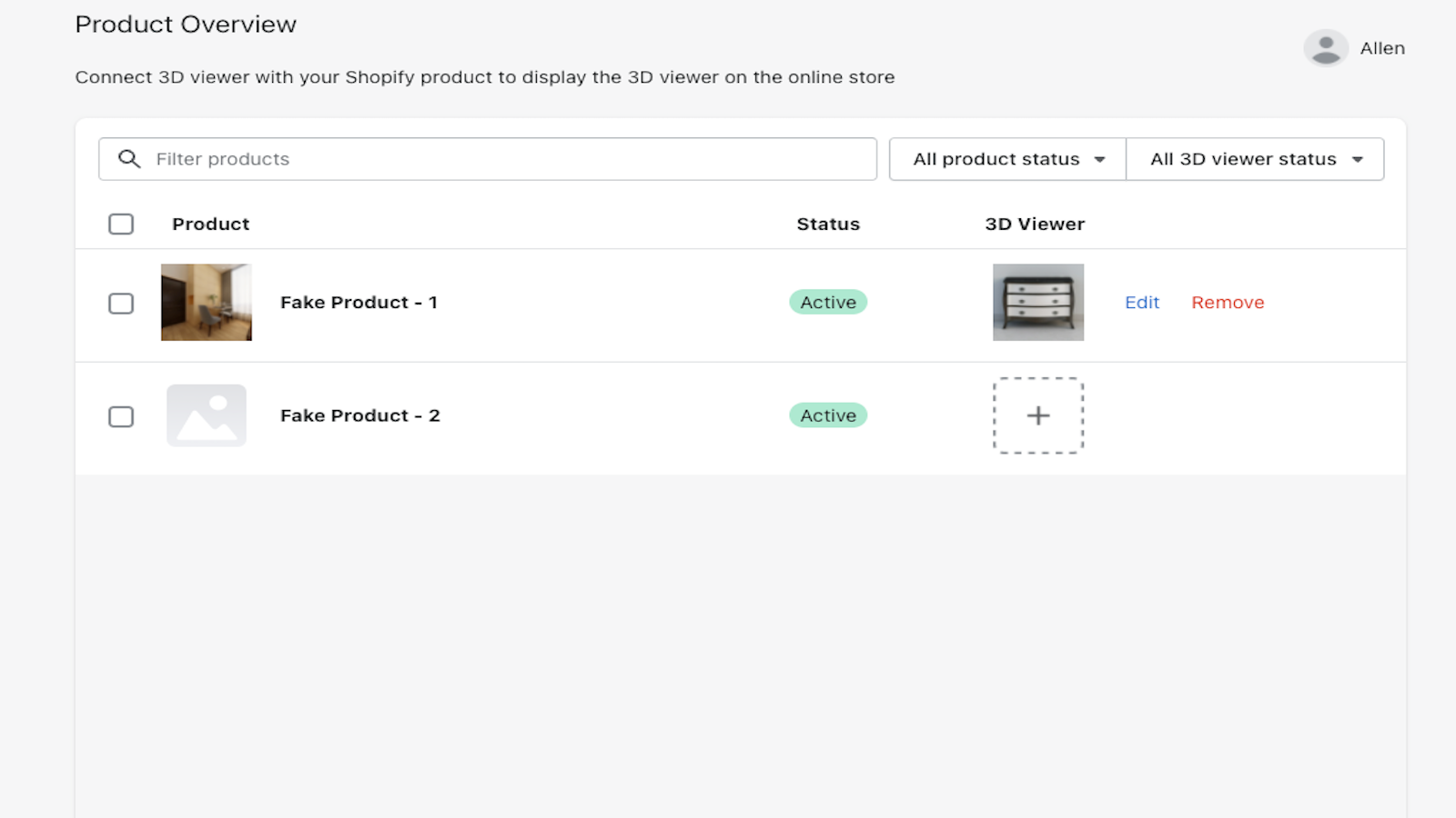 Anzeigen der Shopify-Produktliste