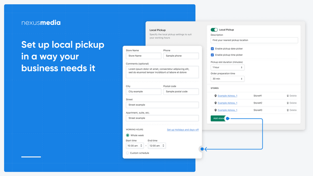 Smart tools for scheduling local pickups (takeout)