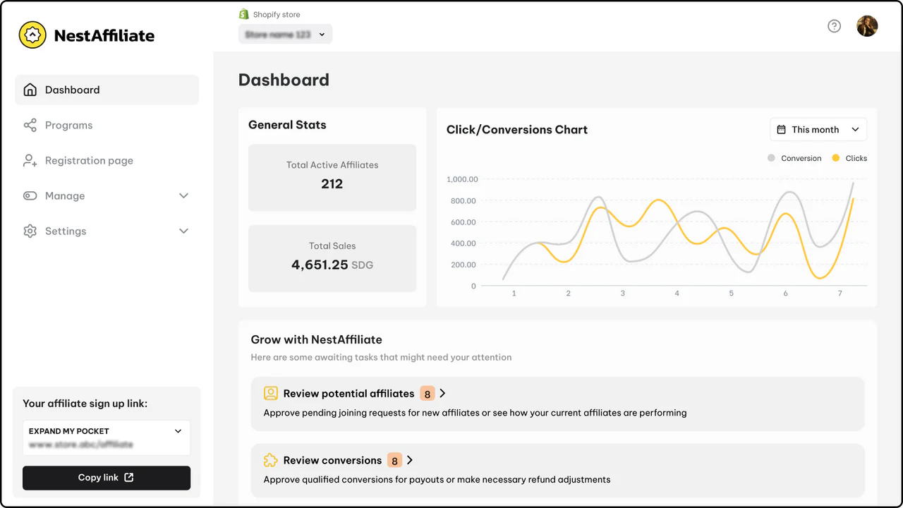 Easy-to-use and intuitive app dashboard